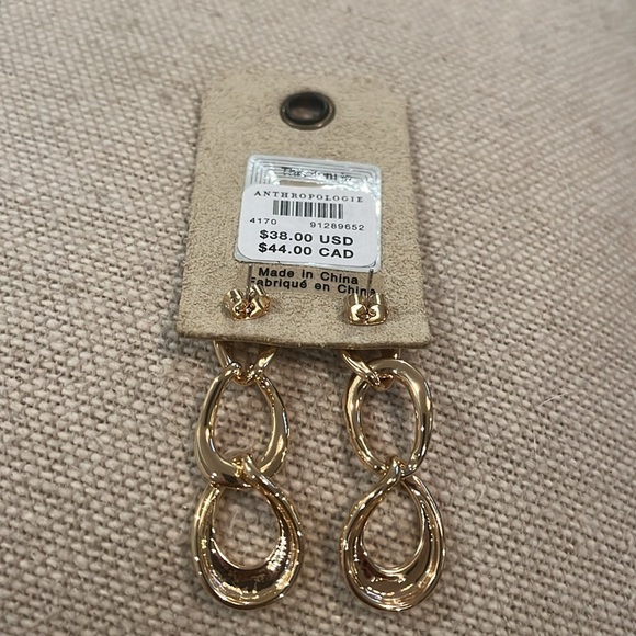 Anthropologie Triple Link Gold Drop Earrings/NWT - Picture 6 of 7